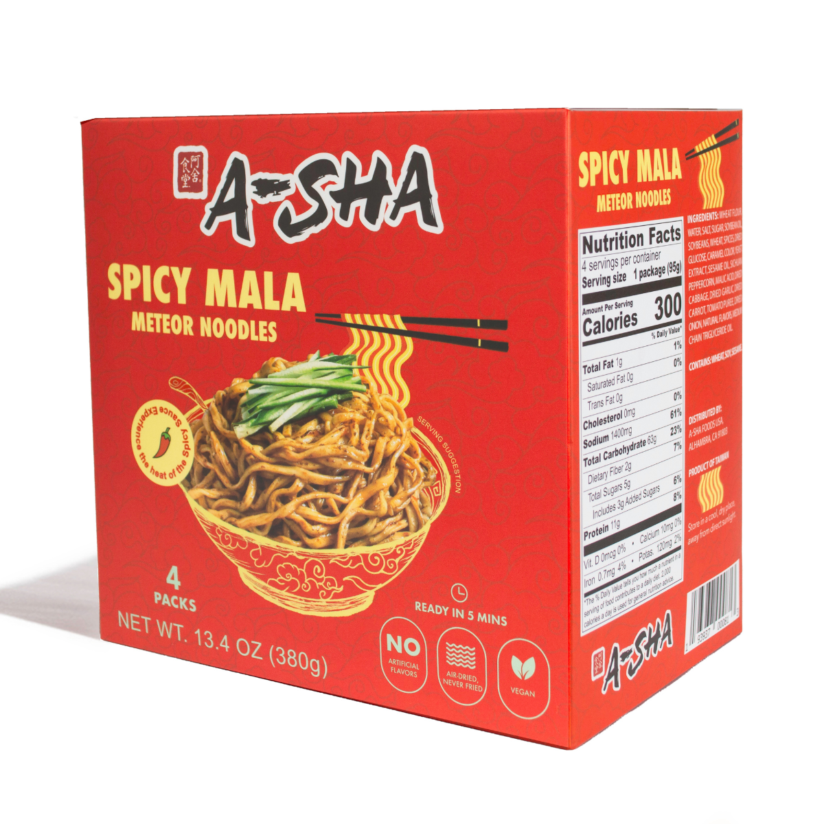 A-Sha Spicy Mala Meteor Noodle Box | A-Sha Foods USA