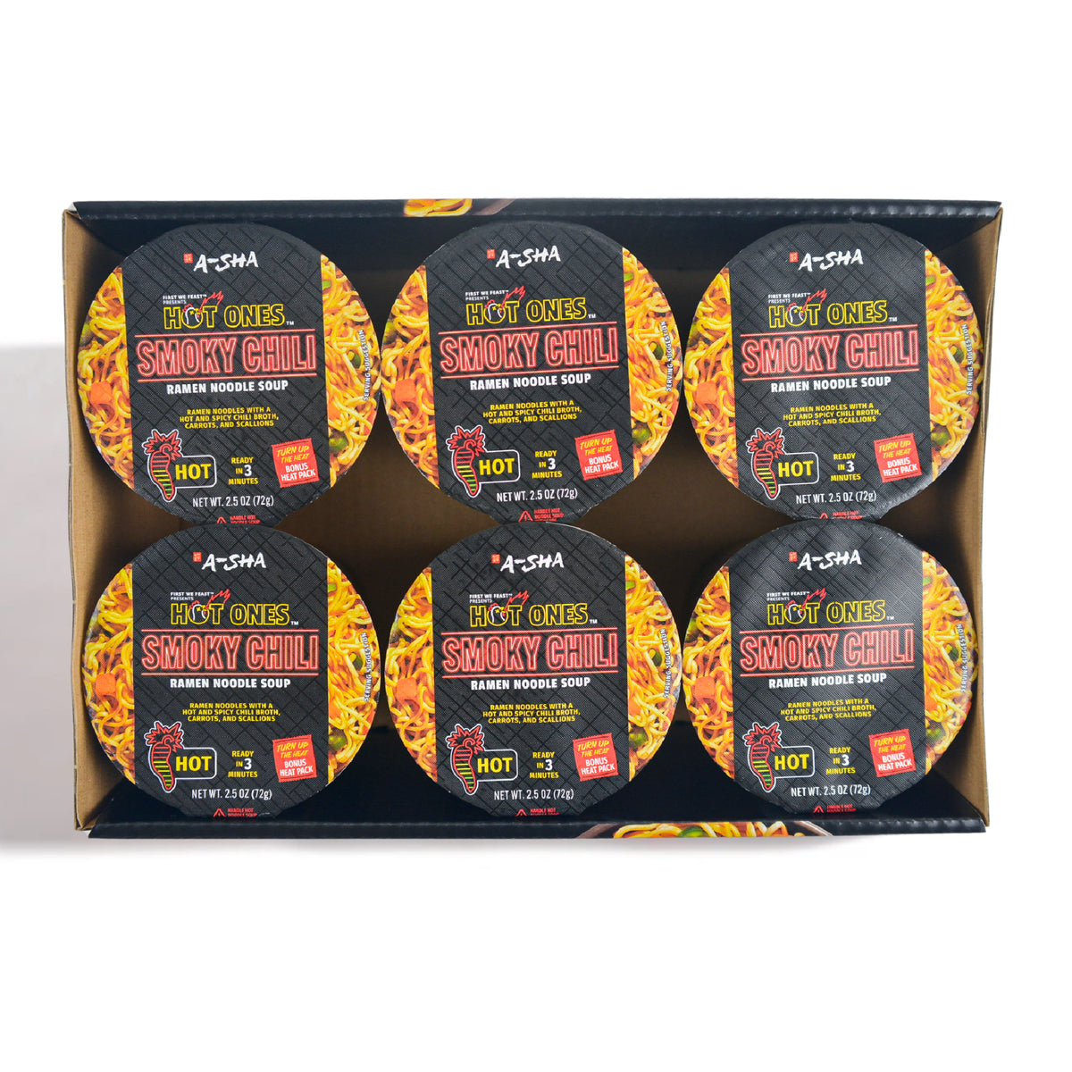 その他 chilli A-Sha x Hot Ones Smoky Chili Noodles 6PK | A-Sha Foods USA