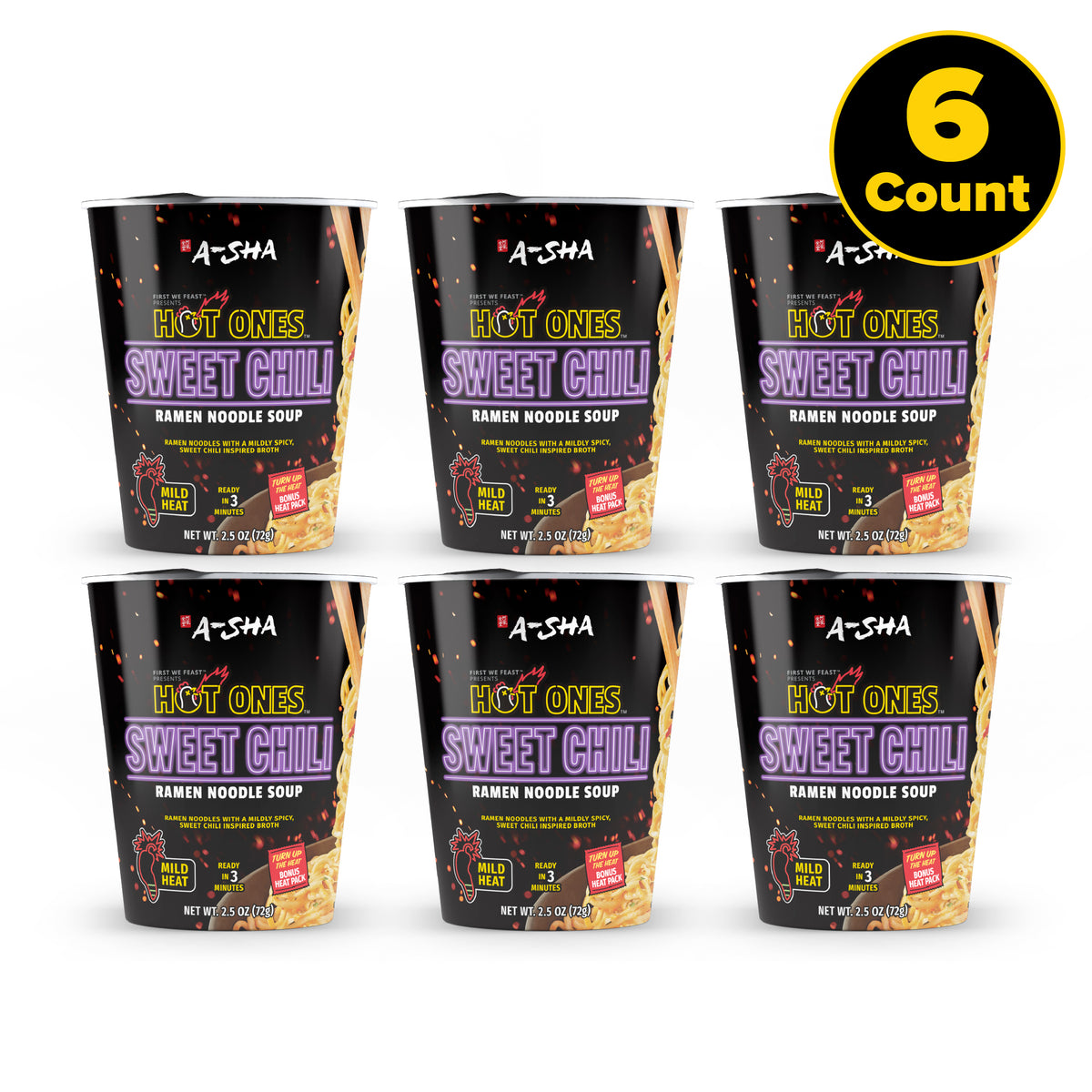 A-Sha x Hot Ones Sweet Chili Noodles 6PK | A-Sha Foods USA