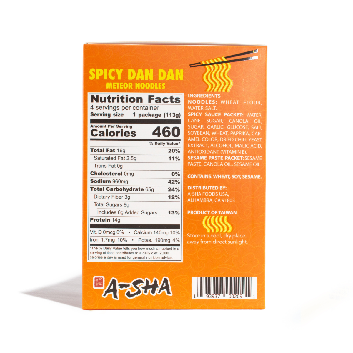 A-Sha Spicy Dan Dan Meteor Noodle Box | A-Sha Foods USA