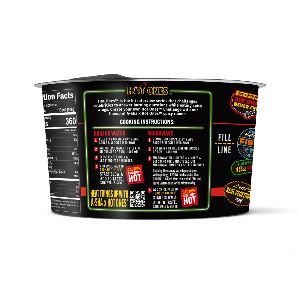 A-Sha x Hot Ones Taiwanese Tingly Pepper Ramen Noodles 6PK | A-Sha