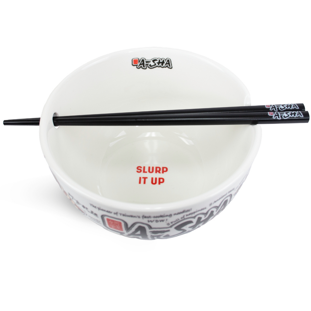 A-Sha Ceramic Ramen Bowl with Chopsticks