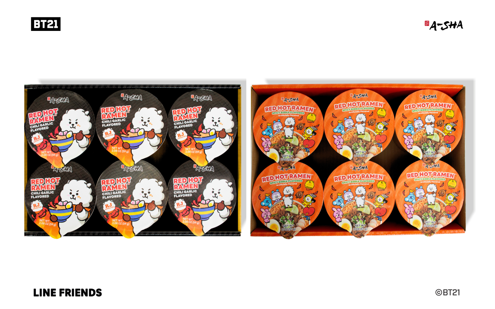 A-Sha with BT21 Spicy UNISTAR Bundle 12pk | A-Sha Foods USA