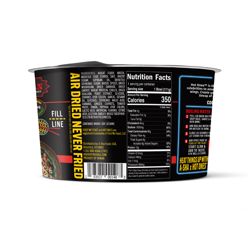 A-Sha x Hot Ones Sizzling Chili Garlic Ramen Noodles 6PK | A-Sha