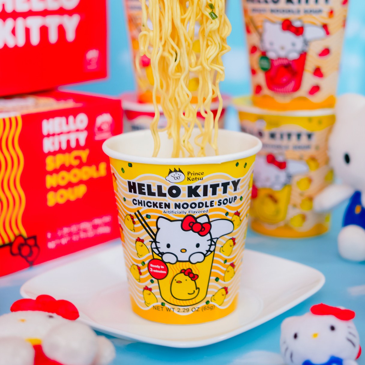 Hello Kitty noodle cup and colorful collaboration packaging