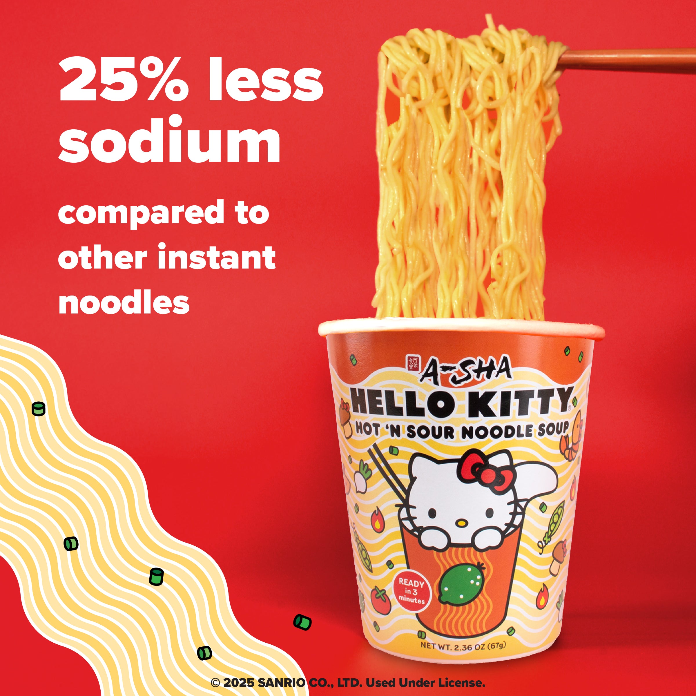 Hello Kitty Hot 'N Sour Noodle Soup | A-Sha Foods USA