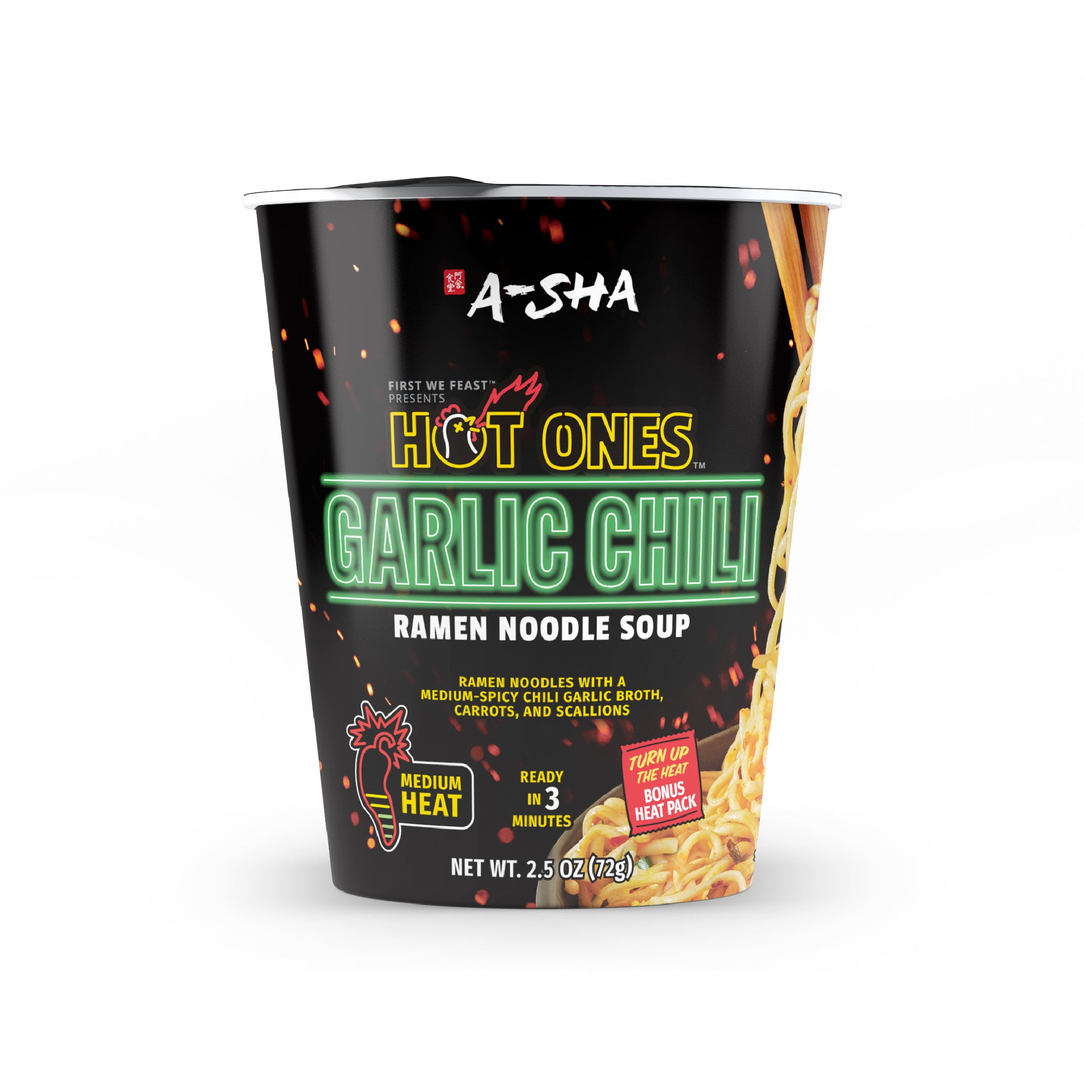 A-Sha x Hot Ones Garlic Chili Noodles 6PK | A-Sha Foods USA