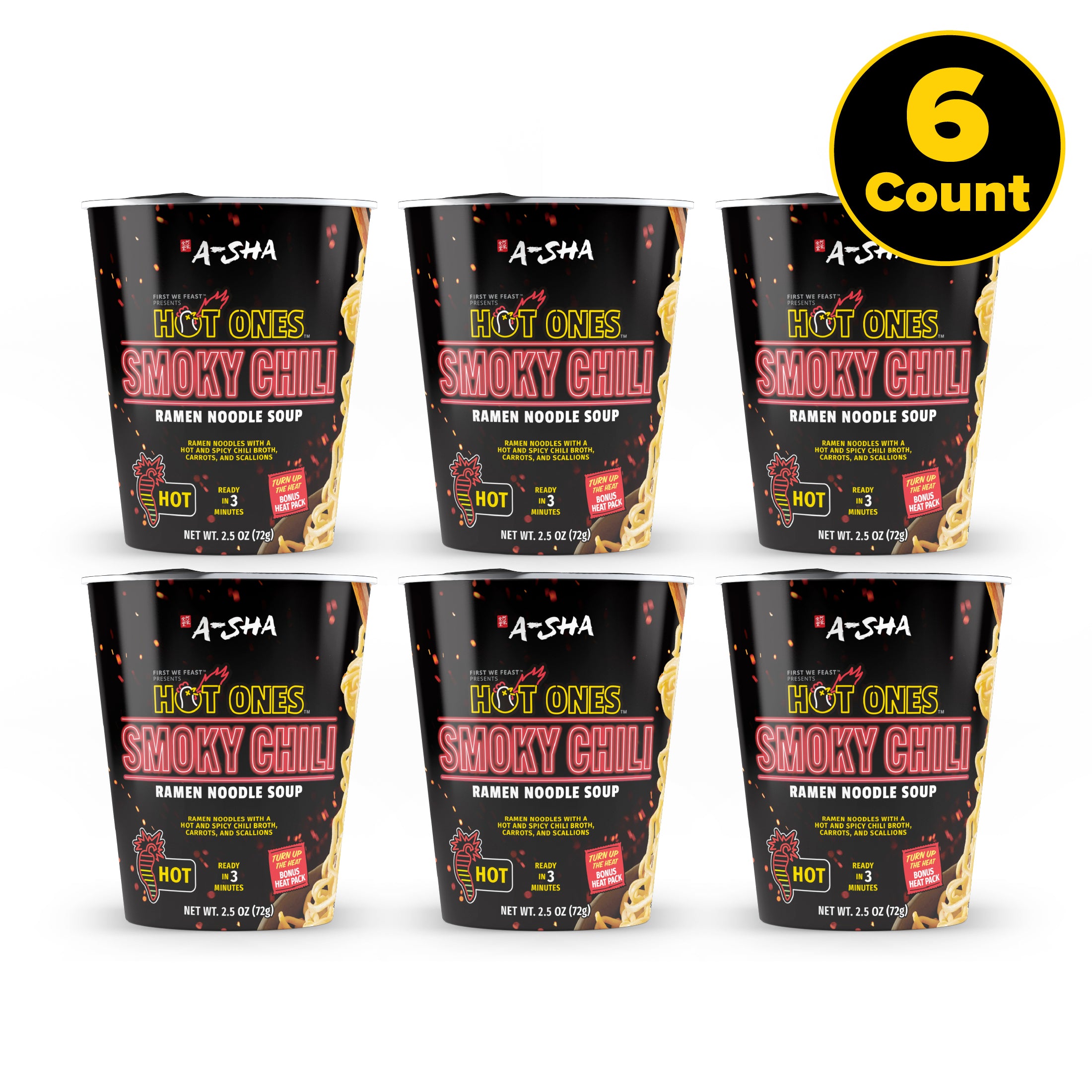 チャムページ 6点 A-Sha x Hot Ones Smoky Chili Noodles 6PK | A-Sha Foods USA