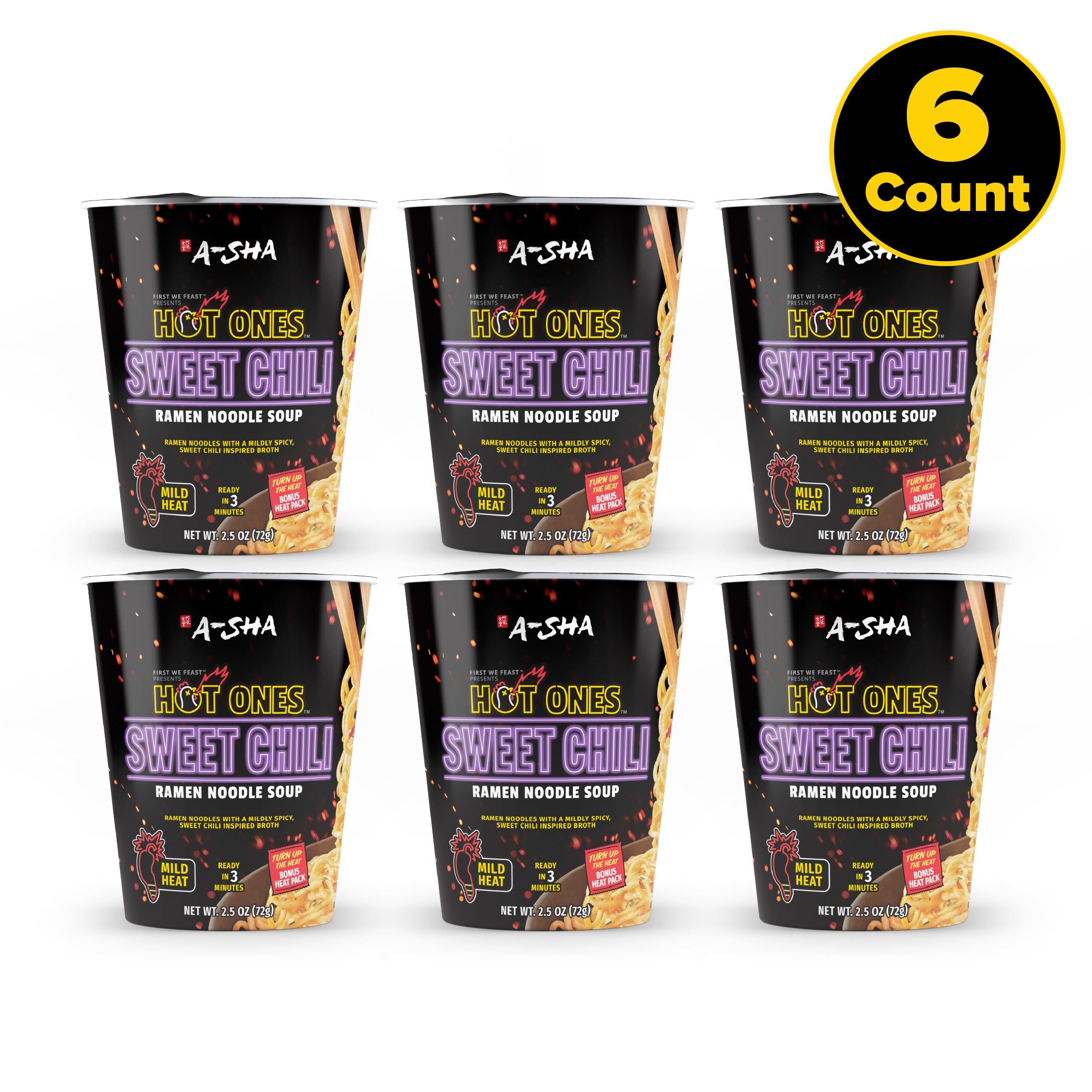 A-Sha x Hot Ones Sweet Chili Noodles 6PK | A-Sha Foods USA