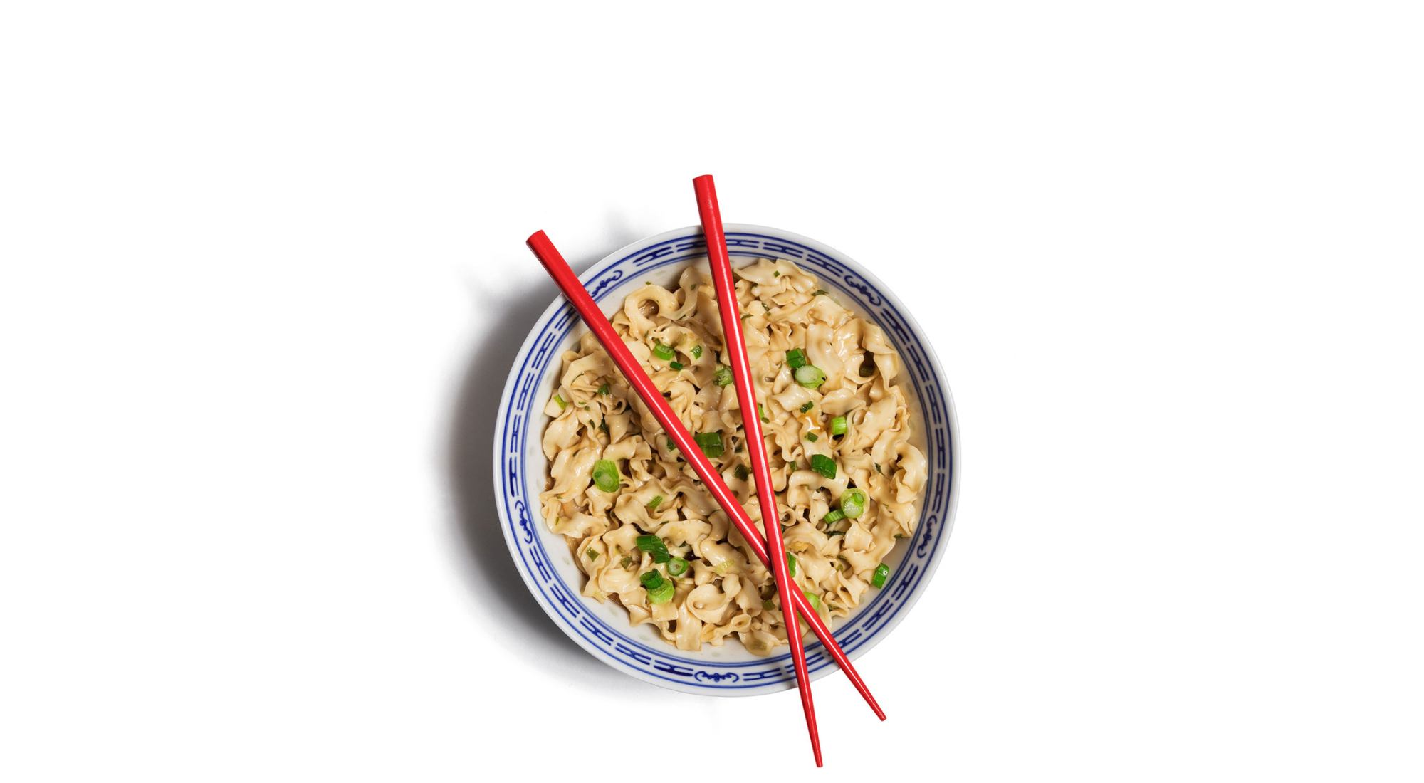 A bowl of A-Sha noodles with red chopsticks