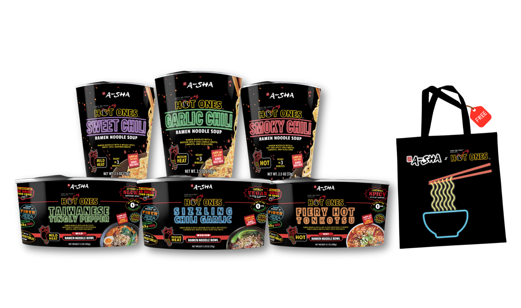 チャムvol.1 A-Sha x Hot Ones Ultimate Variety Pack 18PK | A-Sha Foods USA